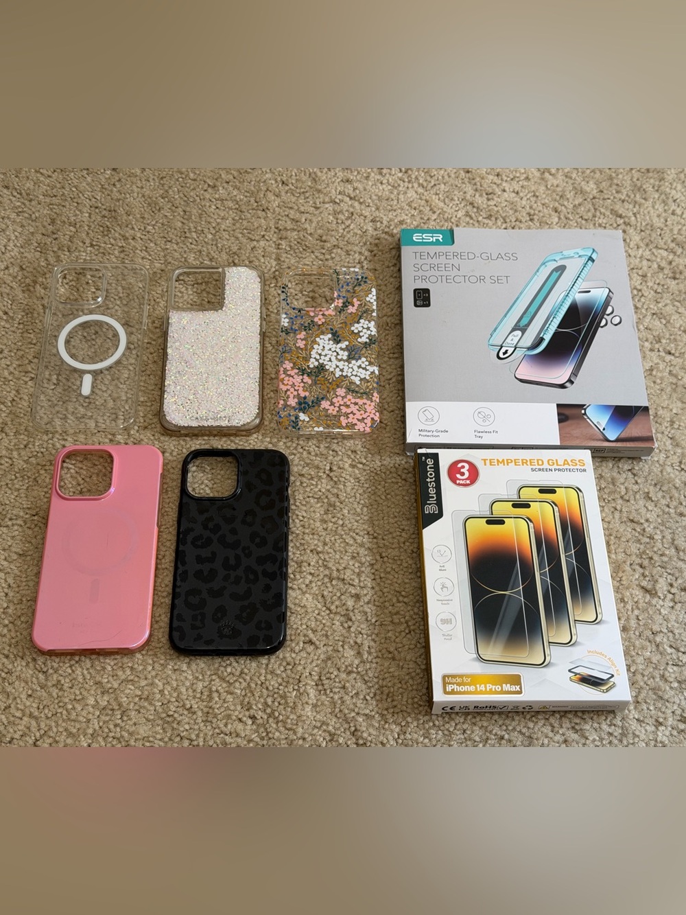 Lot of iPhone 14 Pro Max Phone Cases & Tempered Glass Screen Protectors GUC